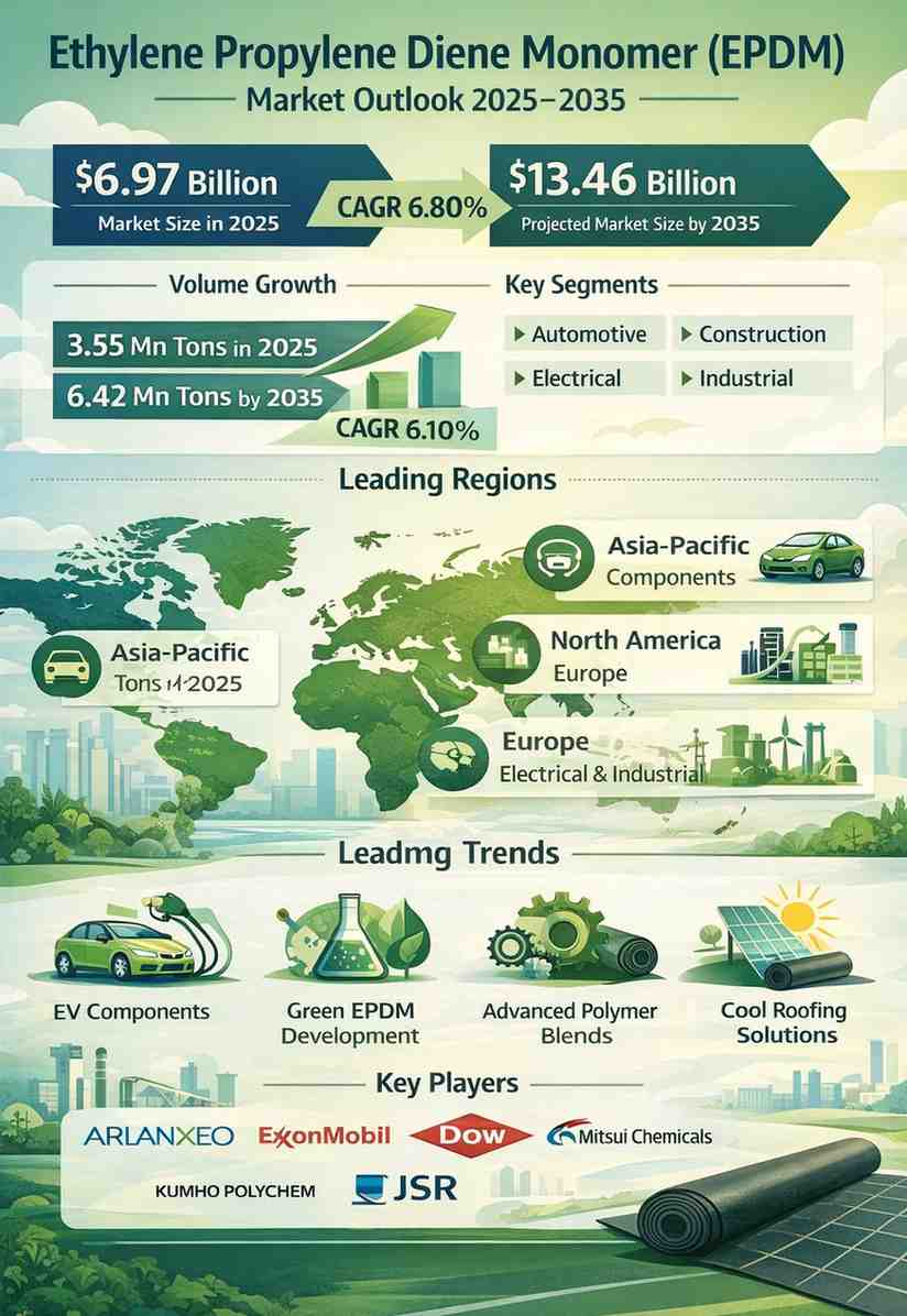 Ethylene Propylene Diene Monomer (EPDM) Market Size, Share & Forecast 2035 | Advanced Elastomers Driving Automotive & Construction Growth